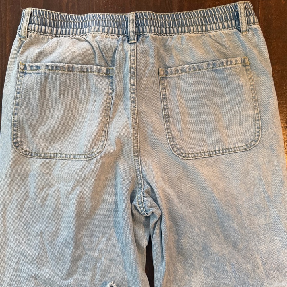 RSQ Light Baby Blue Distressed Elastic Jeans Beach Pants - Size L - Picture 5 of 7